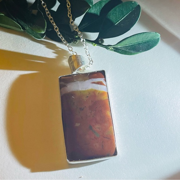 New Artisan Handmade Natural Mookaite 925 Sterling Silver Rectangular Necklace - Picture 9 of 16